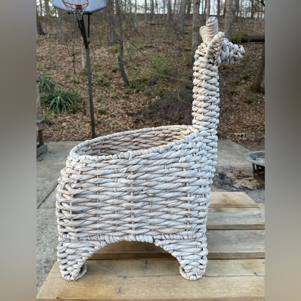 Pottery Barn Like Large Wicker Rope Toy Storage Planter Basket